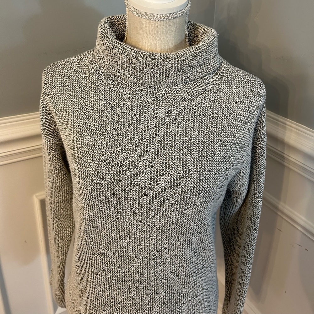 - Loft size small cowl neck sweater beautiful Green/cream boucle